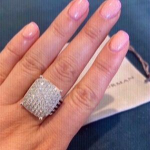 David Yurman Silver Diamond Ring sz7